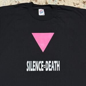 Vintage Silence = Death Act-Up Stat! OKC Shirt Size XL 90s AIDS Awareness